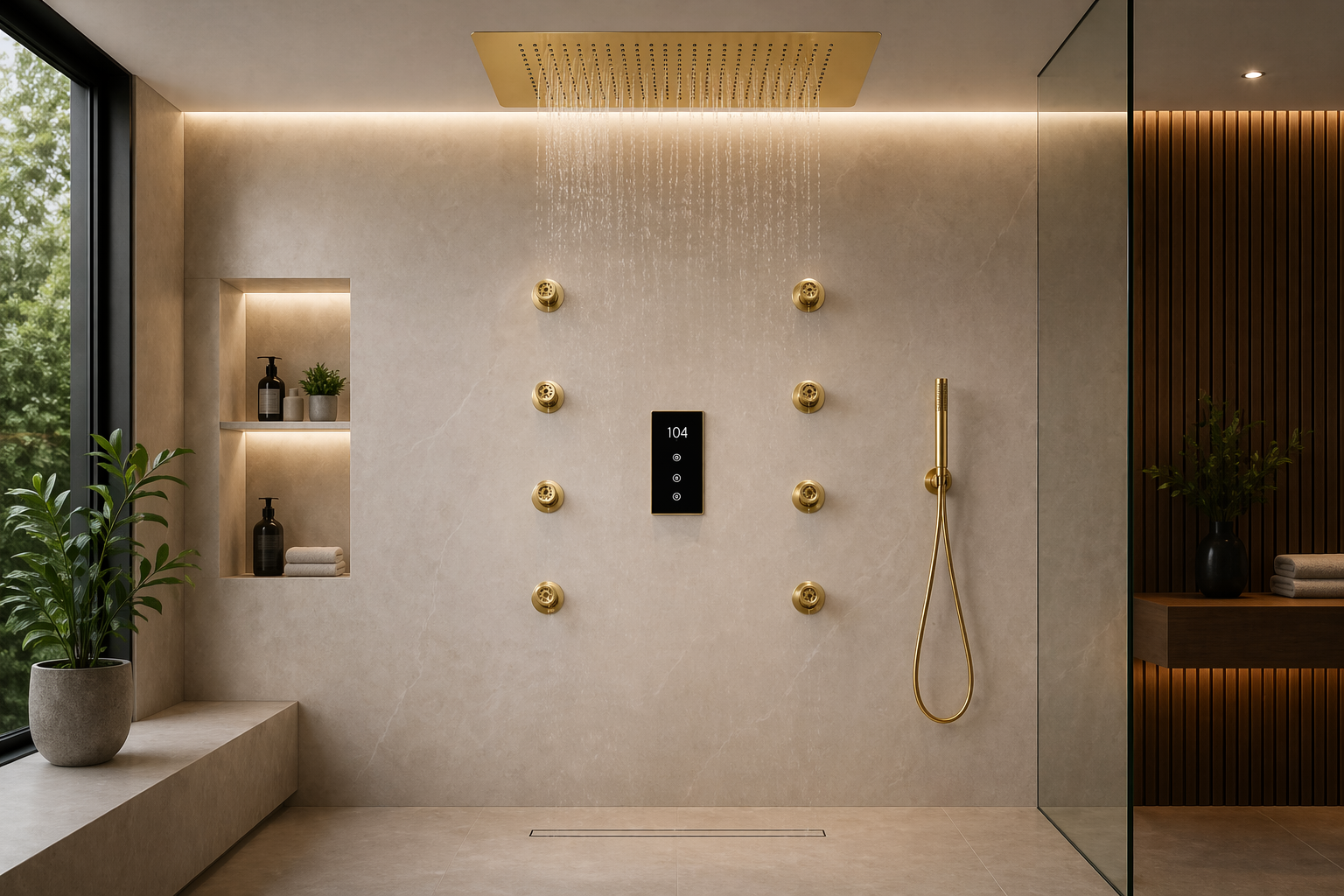 Rain shower head with wand